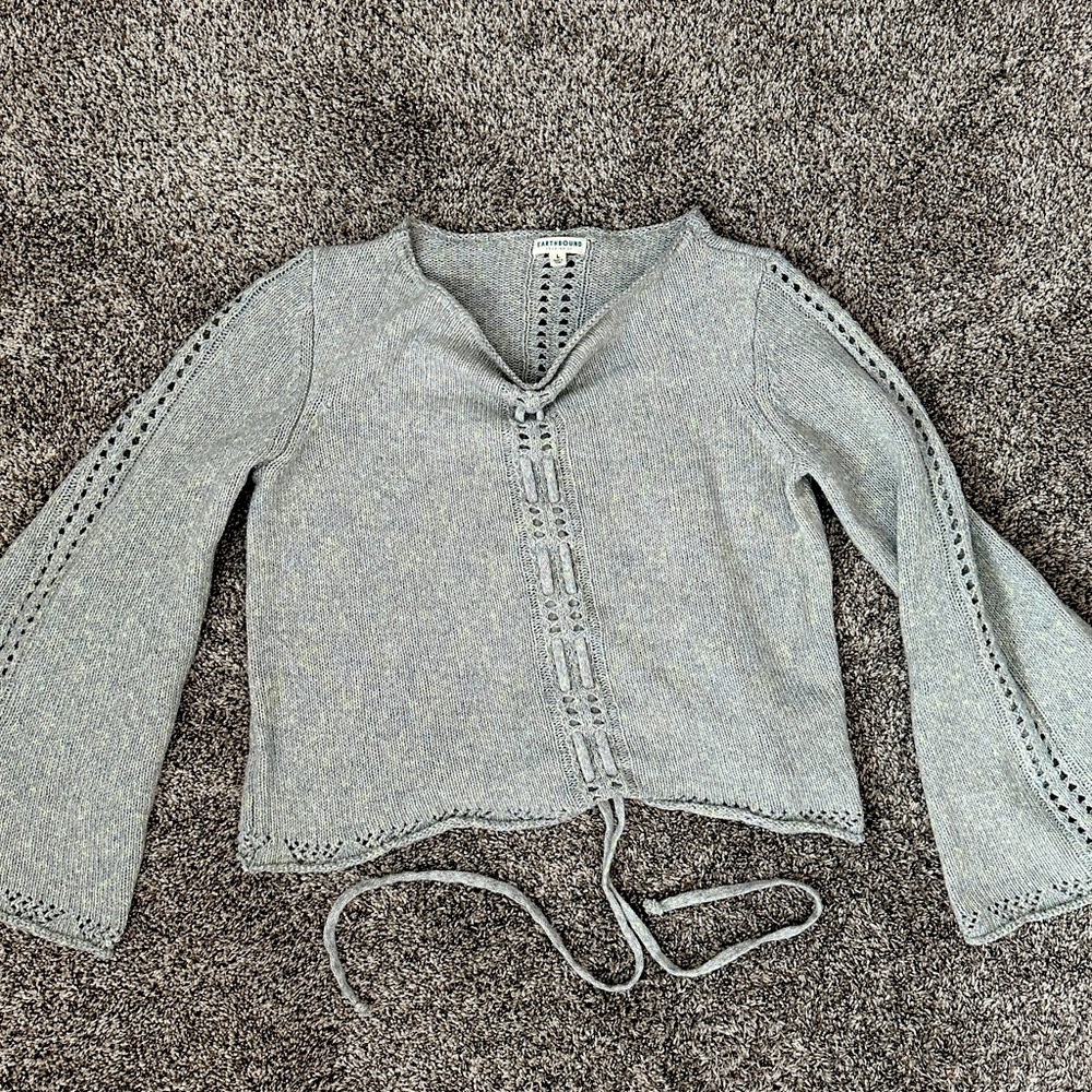 NWOT Earthbound knit drawstring adjustable front boho sweater